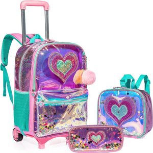 CARTABLE Cartable A Roulette Fille, 3 In 1 Sac A Roulette A