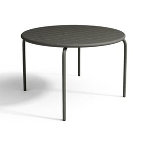 Ensemble table et chaise de jardin Table ronde de jardin en métal gris foncé - MYLIA - MIRMANDE - 4 places - Fauteuils et chaises empilables
