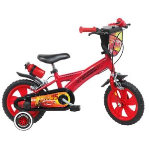 VÉLO ENFANT Vélo enfant 12'' CARS / DISNEY avec 2 freins - plaque avant, bidon et porte bidon + 2 stabilisateur amovibles.