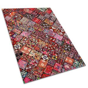 TAPIS D’EXTÉRIEUR Tapis d'extérieur en vinyle Decormat 120x180cm - Mosaïque patchwork - Rouge