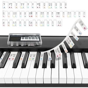 Autocollants de clavier de piano de piano fantastique pour 88/61 touches  amovibles Étiquettes de notes de piano en silicone Guide des notes de piano  pour les enfants Débutant Touche de piano réutilisable
