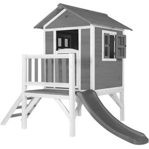 MAISONNETTE EXTÉRIEURE AXI Maison Enfant Beach Lodge XL en Gris avec Toboggan en Gris | Maison de Jeux en Bois FFC pour Les Enfants | Maisonnette