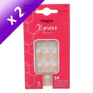 Lot De 24 Faux Ongles Préencollés Xpress French Fingrs