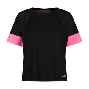 T-SHIRT MAILLOT DE SPORT T-shirt femme CMP - nero/rose - M - Manches courtes - Fitness - Multisport