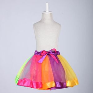 JUPE Mini jupe tutu colorée en tulle arc-en-ciel pour petite fille de 12 mois à 8 ans,vêtements de fête pour enfant- Black-3 M-2 T