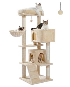 Stylé Accessoires pour chats famille Islamabad Arbre à chat avec griffoirs  en sisal 95 cm Gris