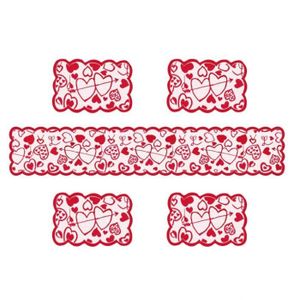JOLI Chemins de table rouge dentelle Set Nappe napperons Dresser écharpe  Coeur Valentine Décoration 3PCS