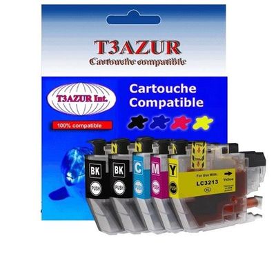 T3AZUR- Lot de 5 Cartouches compatibles avec Brother LC223 XL pour