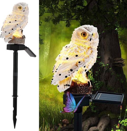 Statue solaire de jardin en forme de hibou : figurine de chouette en