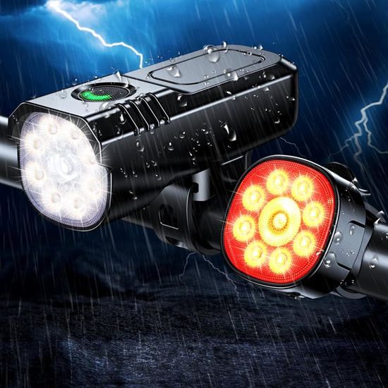 Lumiere Velo Avant Et Arriere, 8 + 12 Modes D'Éclairage Lampe Vélo