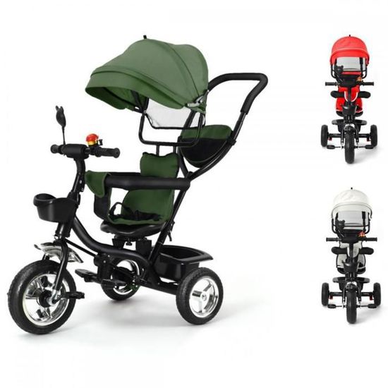 Tricycle évolutif 4 En 1 – Auvent, Harnais, 1-6 Ans, Bleu Foncé, 25kg