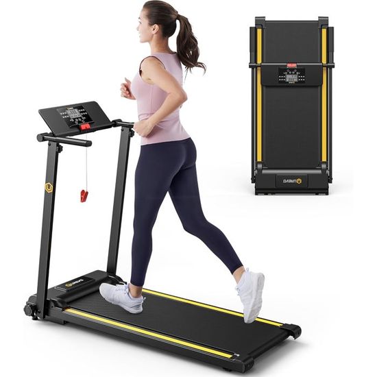 Wowttrelax – Tapis de course pliable – Vitesse 1-12 km/h – 12 programmes – Capteur d'impulsion – Bluetooth