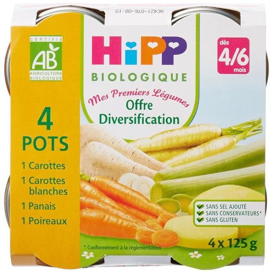 HiPP Biologique Mes Premiers Légumes - 16 pots de 125g