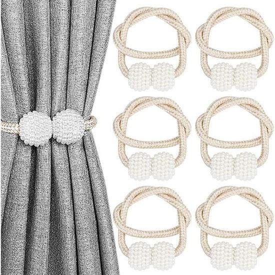 Embrasses De Rideaux Réglables - Lot De 4, Perles Amovibles, Sangle Polyester, Pour Voilages Et Rideaux Épais
