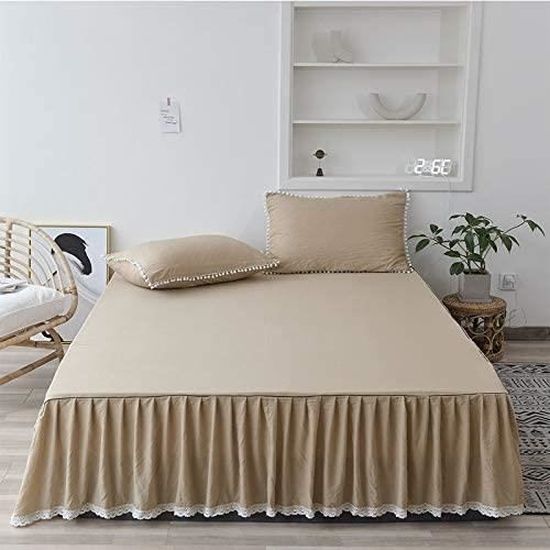 40,6 cm PiccoCasa Jupe de lit à volants en polyester brossé de qualité hôtelière durable solide et résistante aux plis et à la décoloration pour chambre à coucher rose
