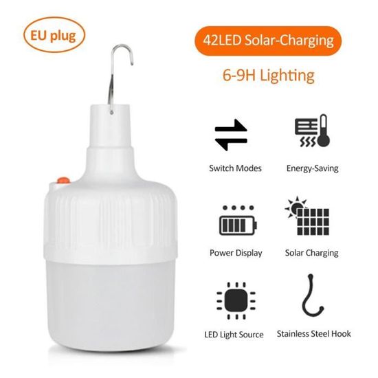 Ampoule LED Rechargeable à énergie solaire, lampe Portable d'urgence pour marché nocturne, Camping, maison AGRAFE - HSY22929