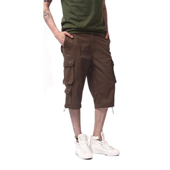 Cargo Pantacourt Hommes Couleur unie Casual Pantacourts hommes avec