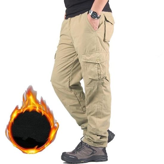 Pantalon Cargo Chaud En Polaire À 6 Poches Pour Homme, Vêtement De