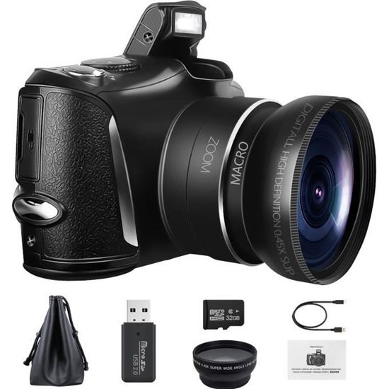 Appareil Photo numérique 4K Caméra vidéo Caméscope  48MP Vlogging Caméra  16X Zoom numérique Écran 3.0" Appareil Photo Compact