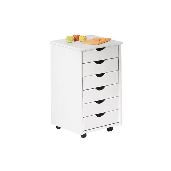 Caisson de Bureau 6 Tiroirs ''School'' 65cm Blanc PARIS PRIX Pas Cher
