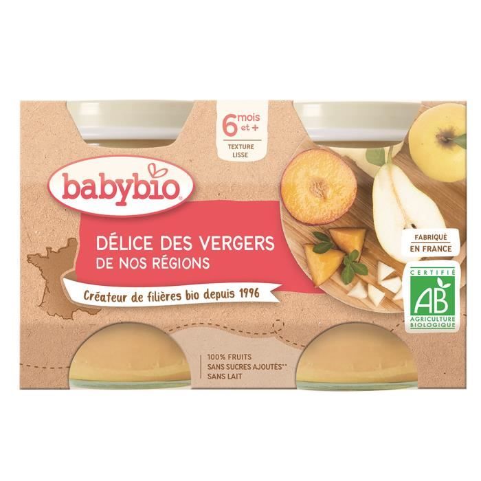 Babybio - Petit Pot Bébé Délice des Vergers - Bio - 2x130g - Dès 6 mois