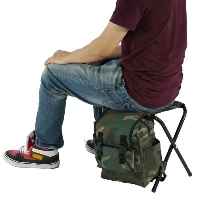 Chaise de sac à dos d\'alpinisme de tabouret de pêche pliant portatif de loisirs de plein air HB066\