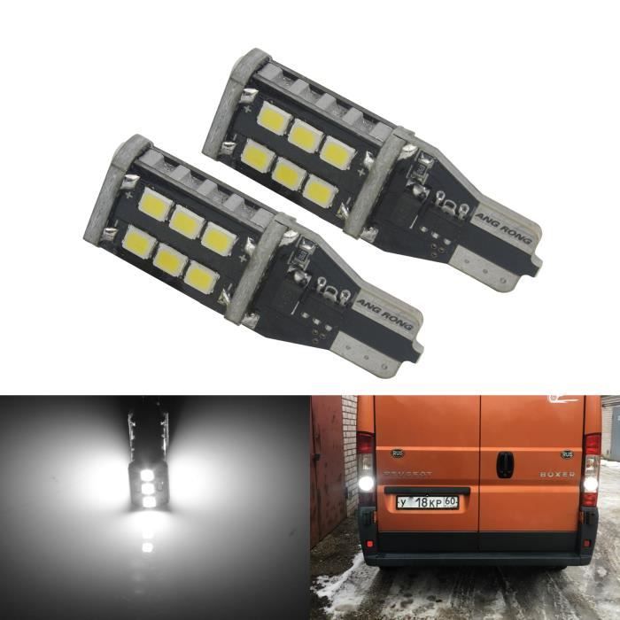 2x T15 W16W LED 15 SMD Ampoules Blanc 6000K Feux Recul Anti Erreur Clignotant