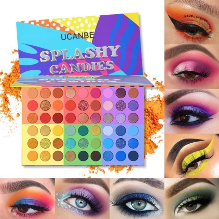 UCANBE 54 couleurs fard à paupières 6 en 1 paillettes scintillantes palette de maquillage mat look vif ombre à paupières poudre