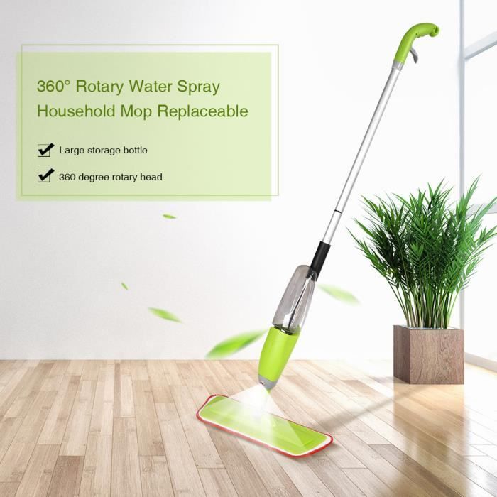 Tete De Balai Pulvérisation d'eau 360 degrés rotative plat-panneau serpillière -SEC