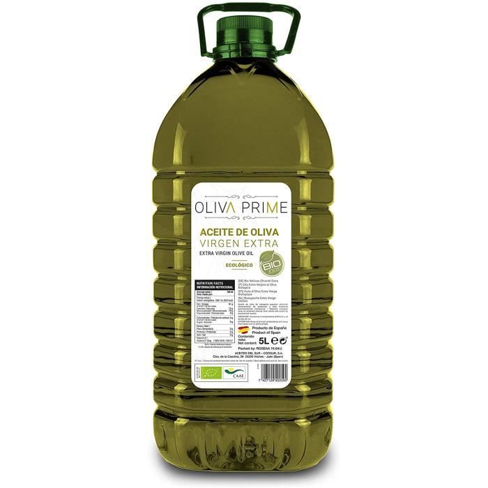 Oliva Prime - Huile d'Olive Vierge Extra - Écologique - Bio - Carafe de 5 litres