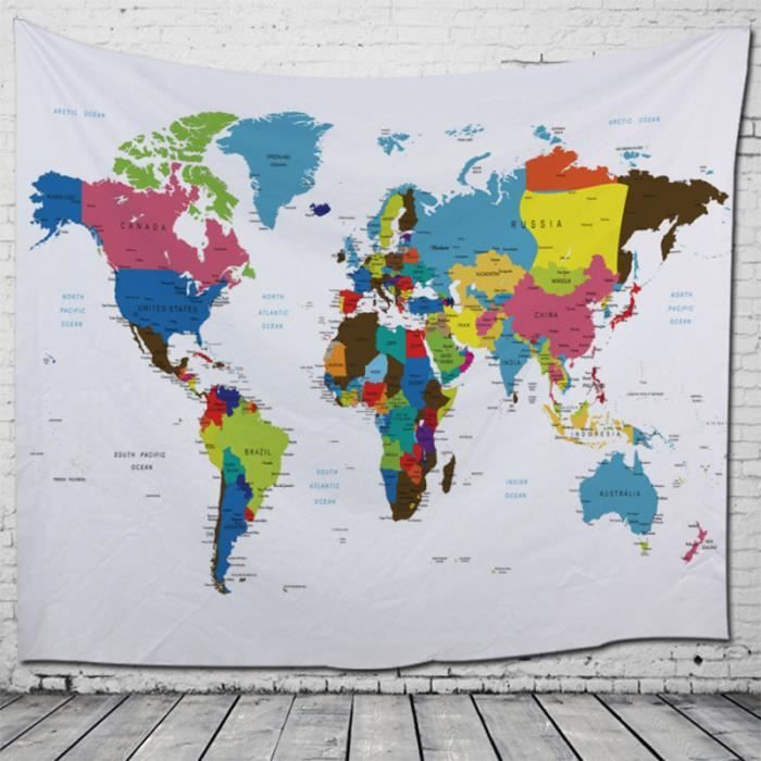 Tapisseries murales de carte du monde vintage suspendus Hippie tapisserie couvre-lit tapis de Yoga nouveau miettelove 9938 llyyll