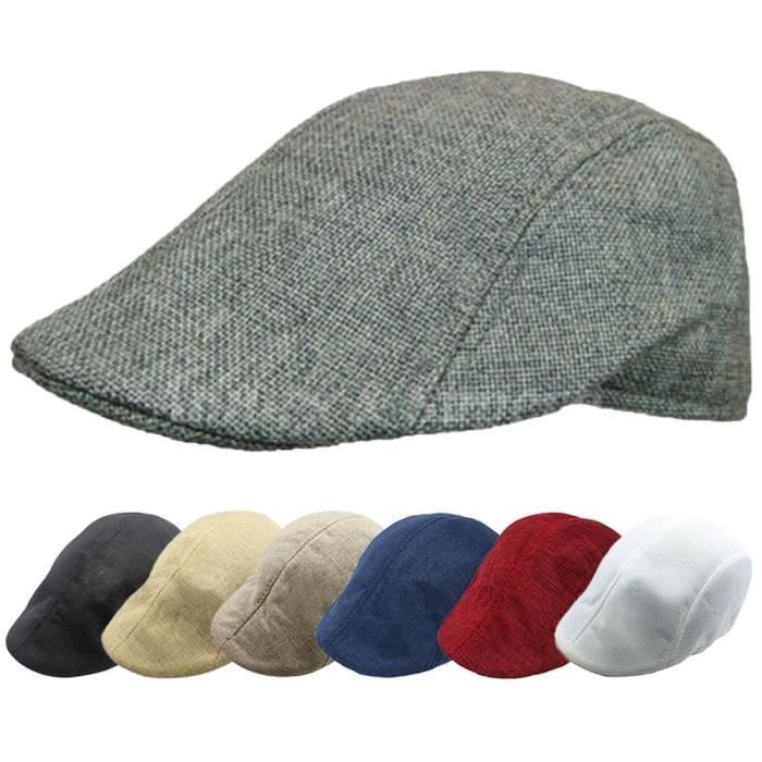 Merci Bleu foncé Homme Mode Rétro Linen Newsboy Golf Beret Flat Ivy Hat Cap Countryside Style Cap Hat Bleu foncé