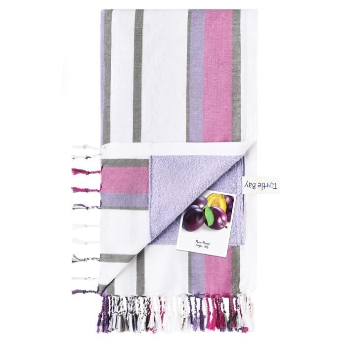 Serviette de Plage TURTLE BAY - Rose Blanc - 95 x 170 cm - 74% Coton & 26% Polyamide