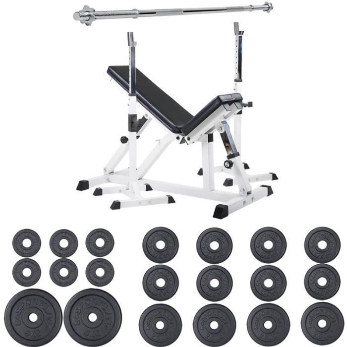banc de musculation avec jeu d'haltã¨res et support d'haltã¨res