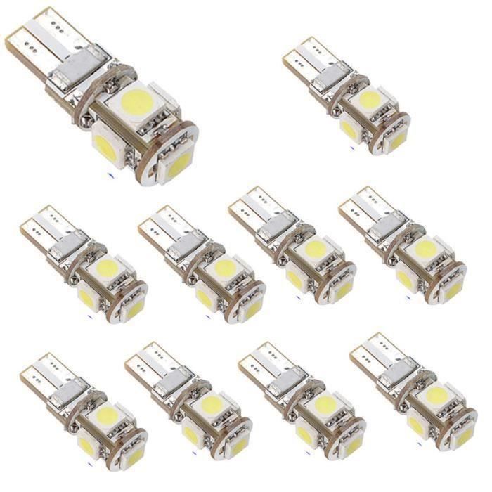 10 X Ampoule LED Canbus Free Error Blanc T10 5 SMD 5050 W5W 194 16 Intérieur Phare 125 My52911 Ma41736