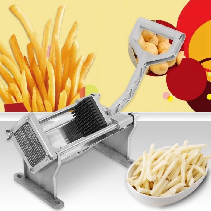 Coupe-frites machine inox pro lames trancheuse pommes de terre légumes concombre découper cuisine carotte poignée ergonomique