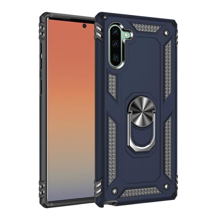 Coque Samsung Galaxy Note 10, Aimant Support Bague Armure Robuste Silicone Ultra-fin Double Protection Renforcée, Bleu