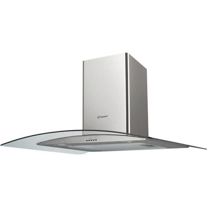 Candy - hotte décorative murale 90cm 434m3/h inox/verre - cgm94x
