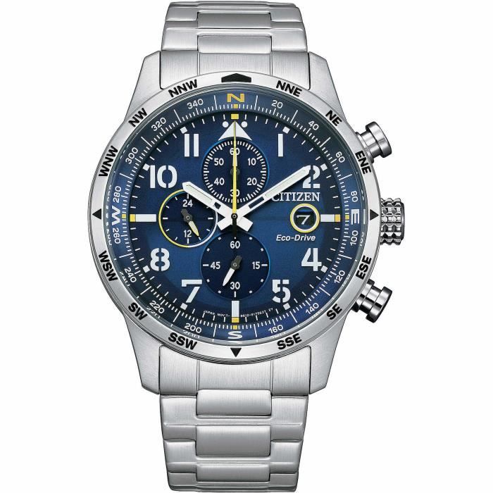 montre chronographe homme Citizen Aviator Crono Argenté/Acier à vis