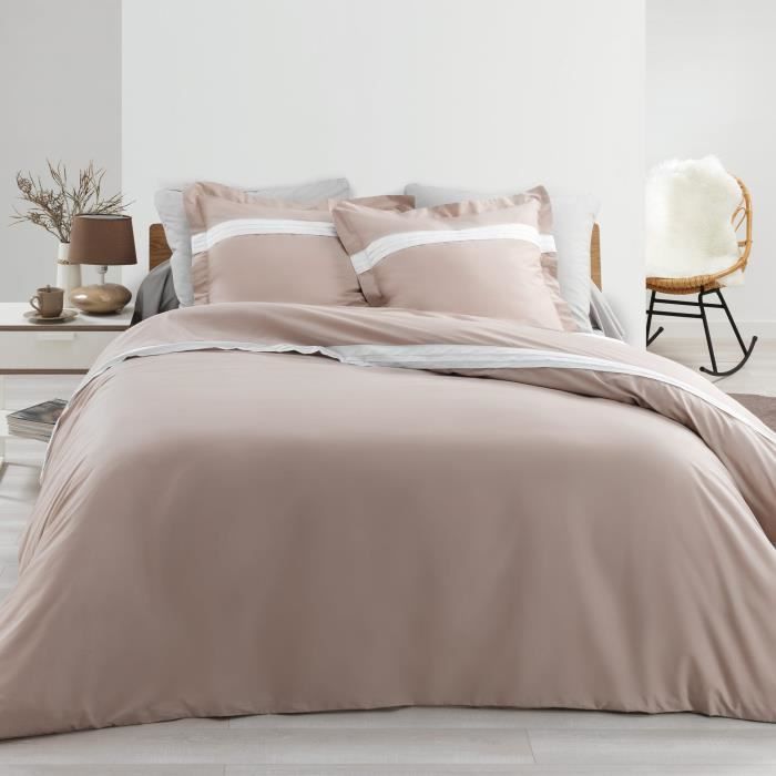 Housse de couette 220x240 cm en percale 78 fils astoria Naturel