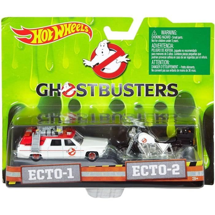 Hot Wheels - Coffret Ghostbusters : Voiture Premium Ecto 1 et Moto Ecto 2 - Vehicule Miniature - Collector - Edition Limitee