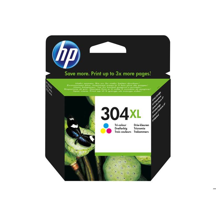 HP 304XL cartouche d'encre trois couleurs authentique pour HP DeskJet 2620/2630/3720/3730 (N9K07AE)