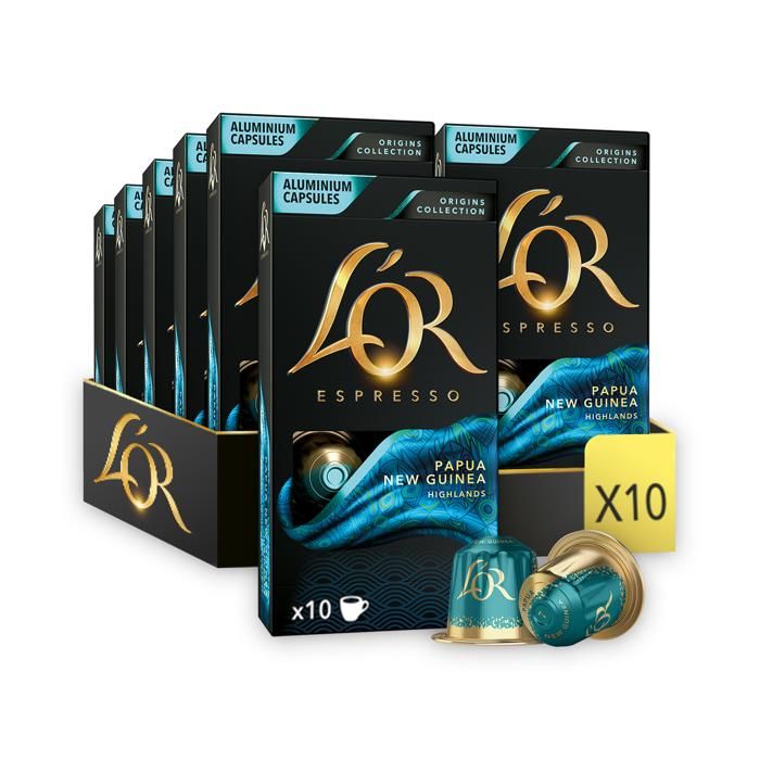 L'Or Espresso Café - 100 Capsules Papouasie Intensité 7 - Compatibles Nespresso®* - Lot de 10 x 10
