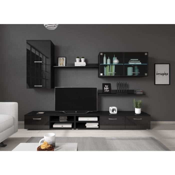 Ensemble meuble TV HITCH noir avec leds