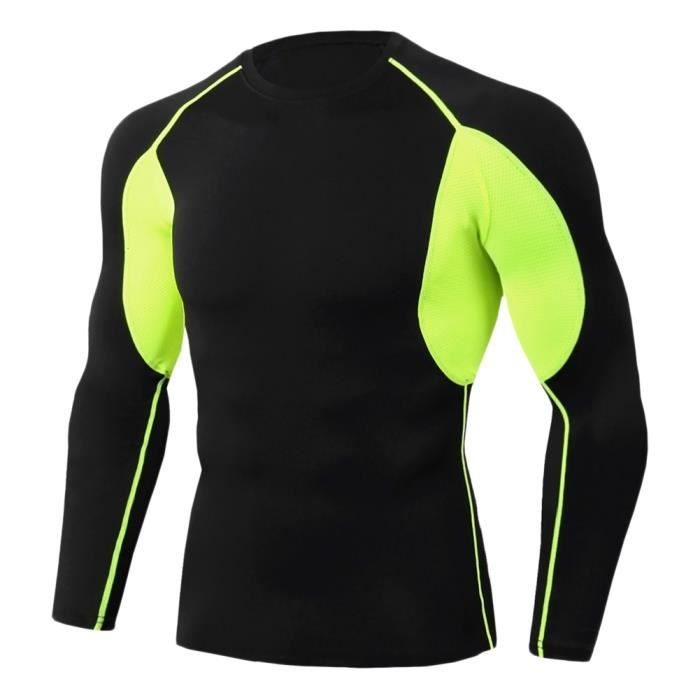 Tee Shirt De Sport Pour Homme Manches Longues Haut De Compression Base Layer Séchage Rapide TC83 S