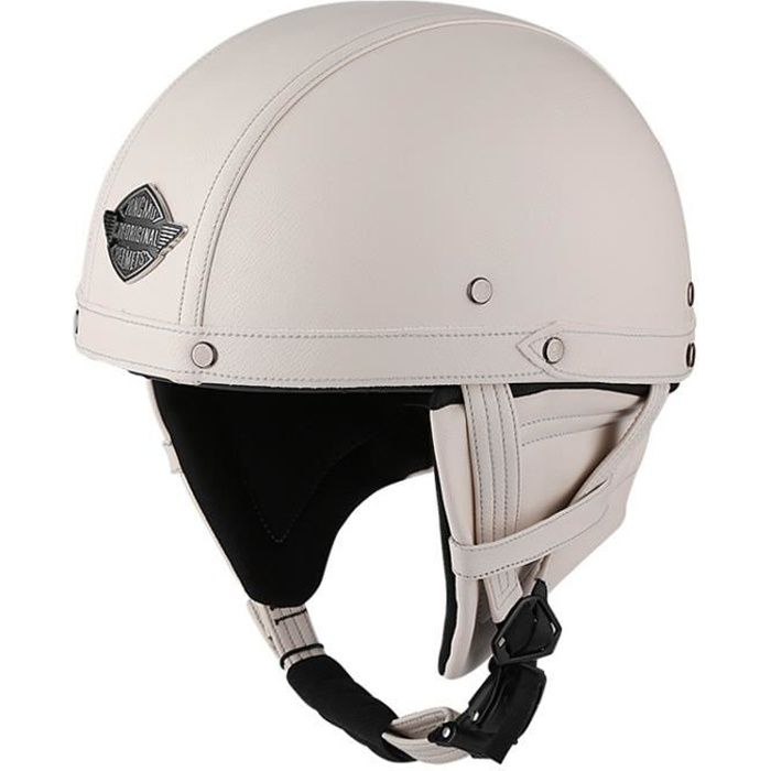 Casque de Cuir Moto Vintage, Casques Moto Jet Retro Adults Unisexs, pour Street Scooter Bike Cruiser Chopper Moped