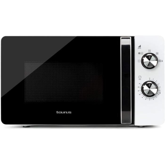 Taurus Fastwave 20 - Micro-ondes 700W, 20L, 5 niveaux de puissance, Sans grill, Décongélation, Auto-clean, Revêtement White&Clean, M