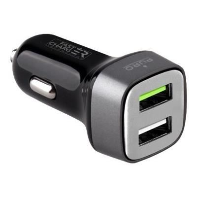 Mini Chargeur voiture Noir 2USB 2.4A Output W/LED