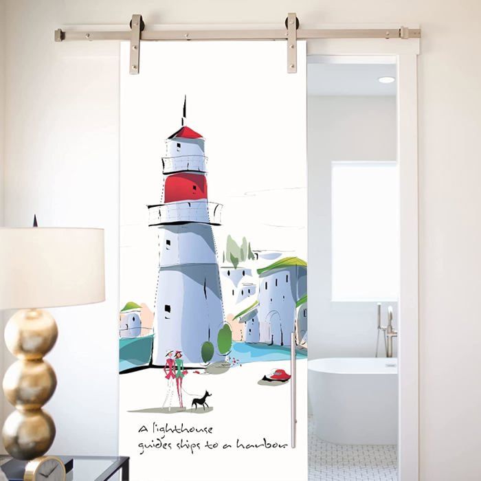 Sticker Porte Chic Avec Nom De Pièce - Déco Intérieur Adhésif Vinyle 21x13cm - Fabriqué En France