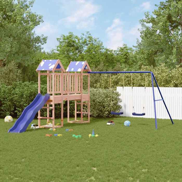 vidaXL Aire de jeux dextérieur bois massif de douglas ensemble de jeu ensemble de jeu en bois ensemble de terrain de jeu